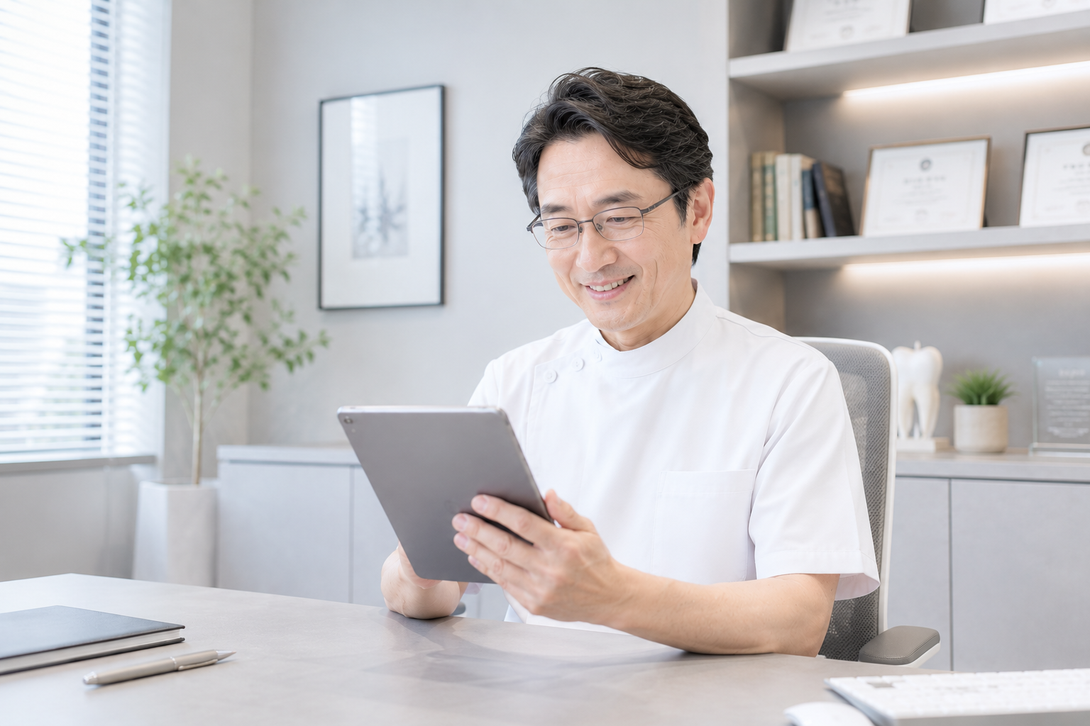 タブレットでシフトを管理する院長