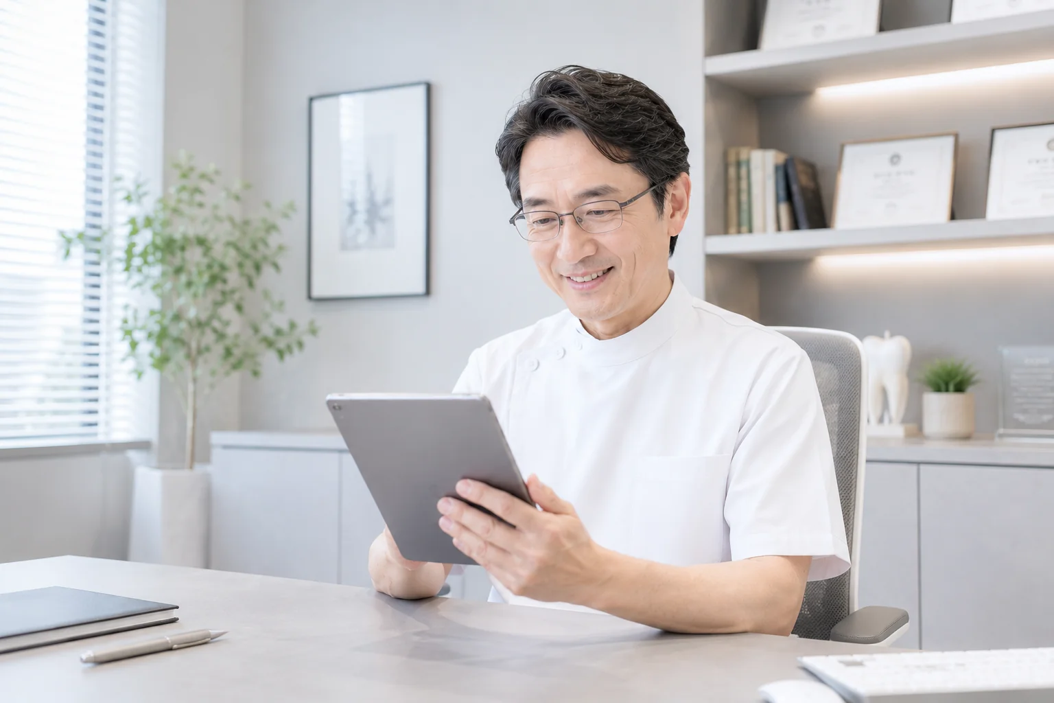 タブレットでシフトを管理する院長