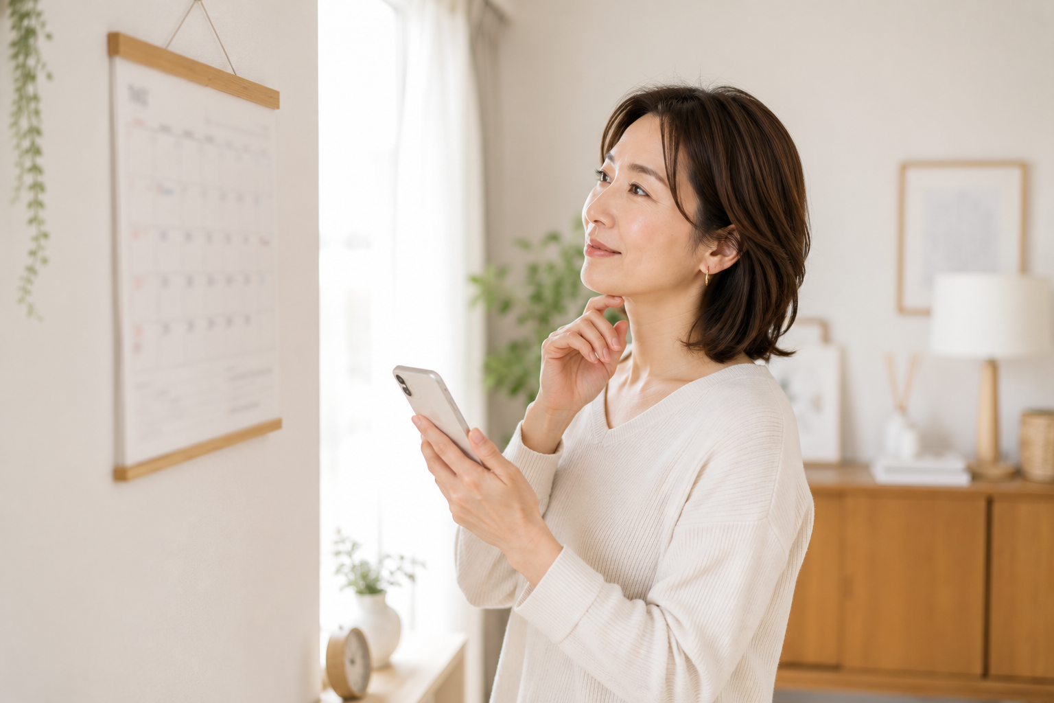自宅からシフトを確認するスタッフ